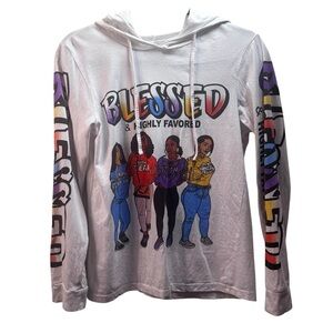 On Fire “Blessed & Highly Favored” Graphic Hoodie Size M